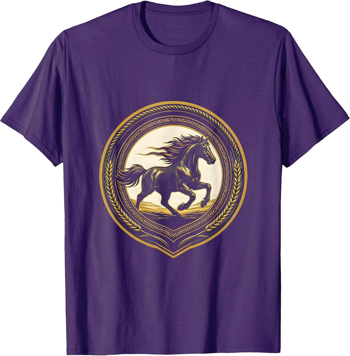 Men's Wild Horse Galloping Through Open Plains T-Shirt - Purple