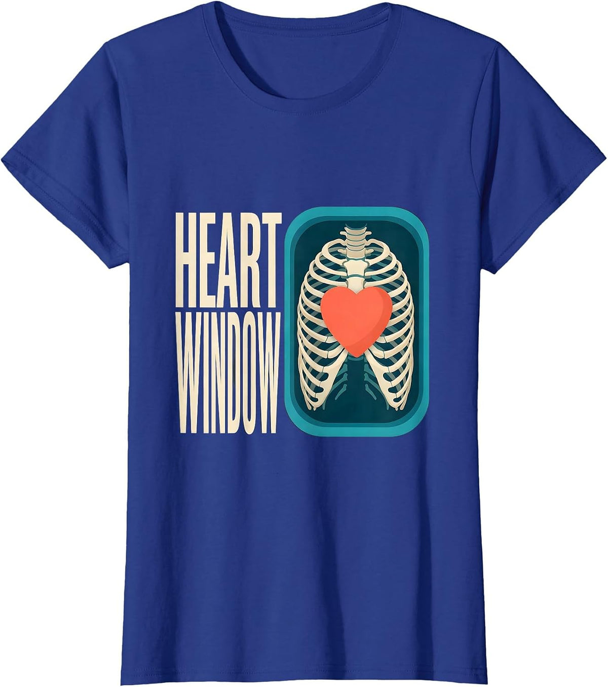 Women's Heart Window Funny Radiology Tech Skeleton Valentine Humor T-Shirt - Royal Blue