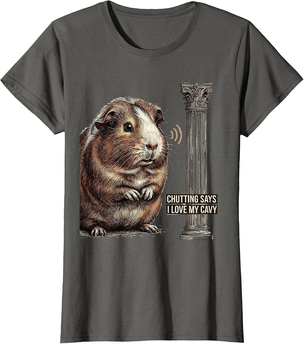 Women's Chutting Says I Love My Cavy Funny Guinea Pig Lover Humor T-Shirt - Asphalt Grey
