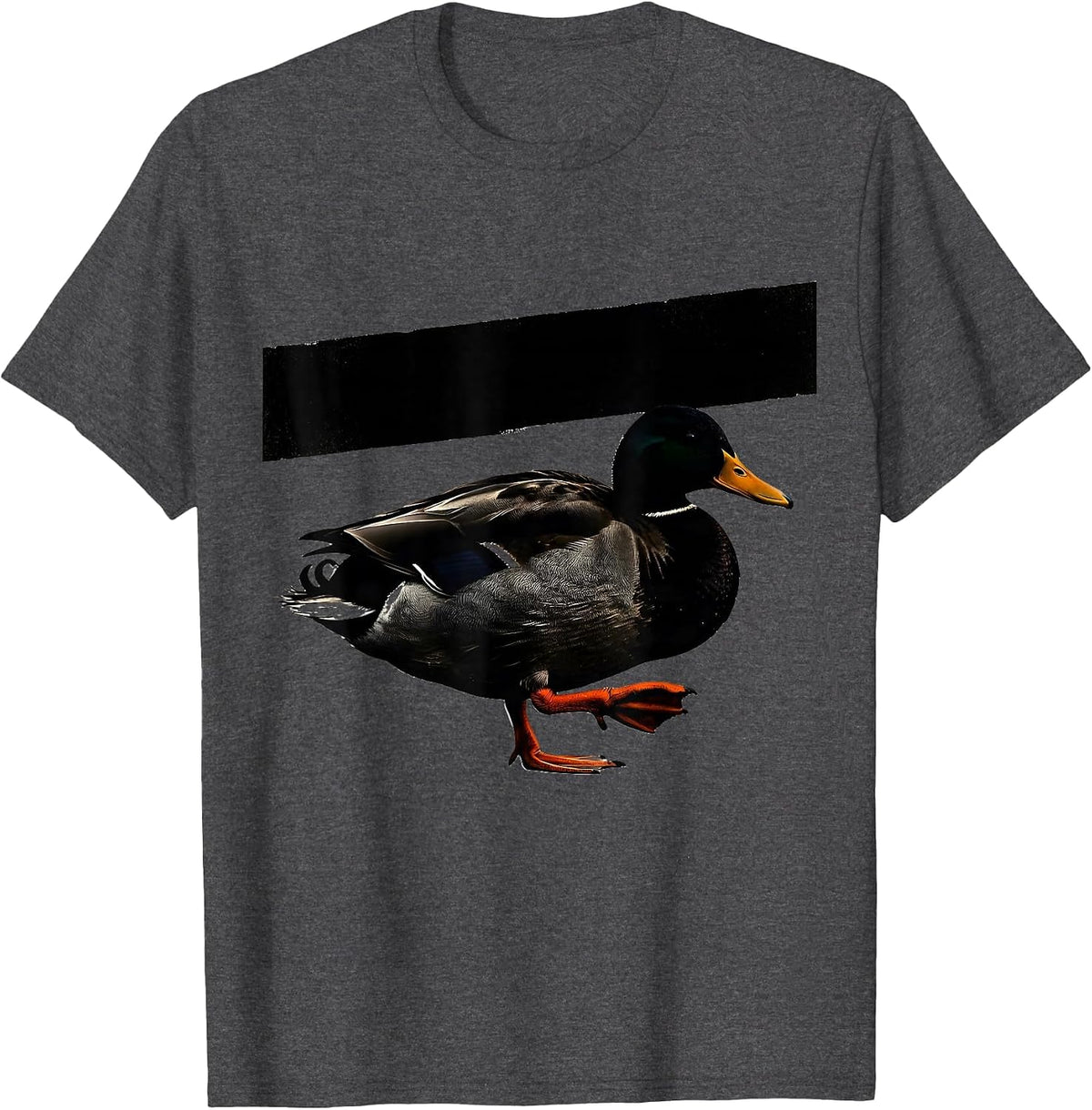 Duck Silhouette Stencil Graphic Novelty Humor Gift T-Shirt - Dark Heather Grey