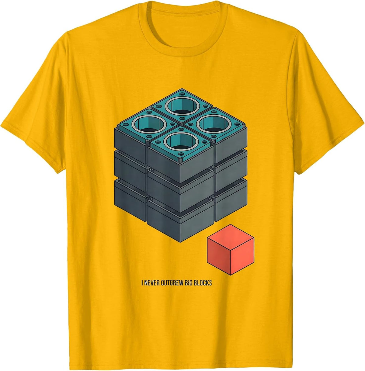 I Never Outgrew Big Blocks Funny Mechanic Garage Motor T-Shirt - Golden Yellow
