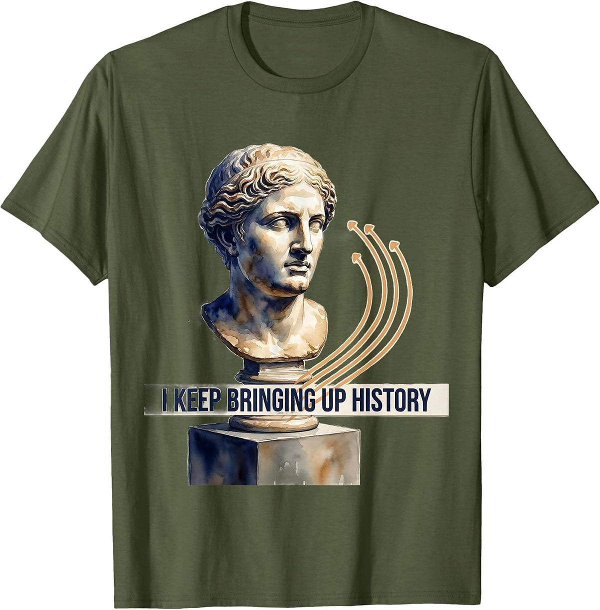 I Keep Bringing Up History Funny History Teacher Humor T-Shirt, Men, Olive Green, Small - As Pictured