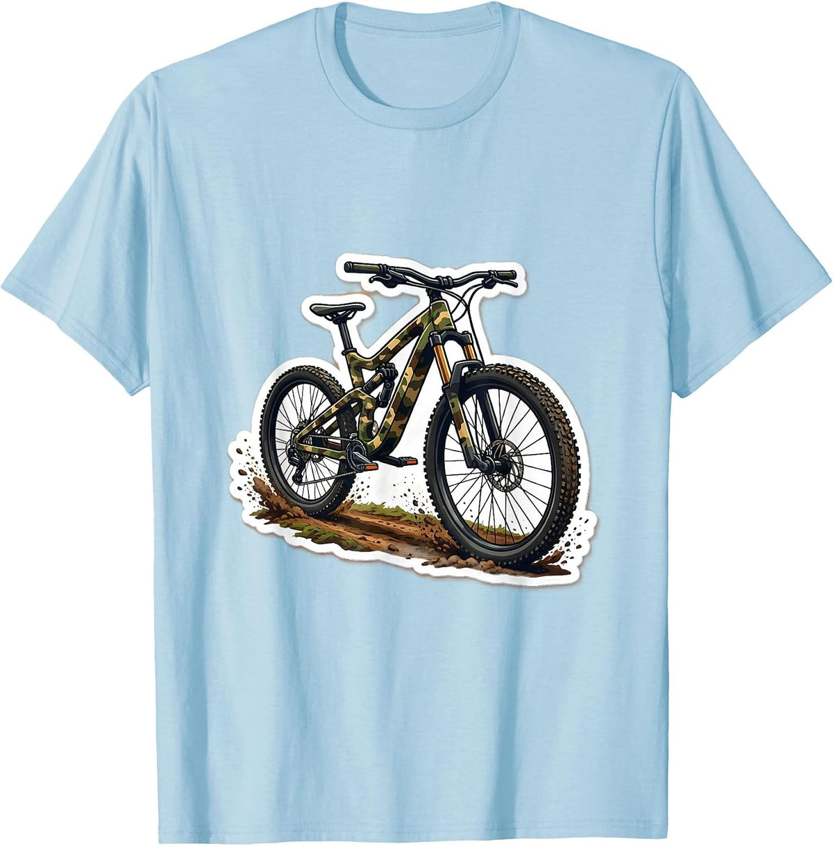 Men's Youth Camo Mountain Bike Dirt Trail Graphic T-Shirt - Baby Blue