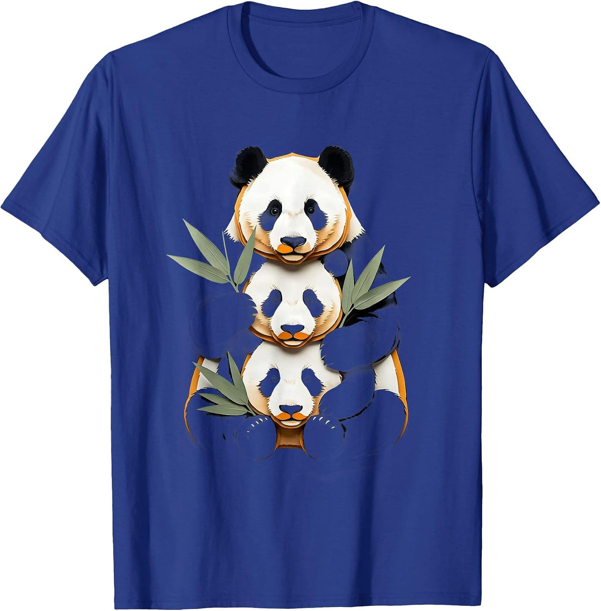 Men's Panda Stack Paper Cutout Funny Animal Lover T-Shirt - Royal Blue