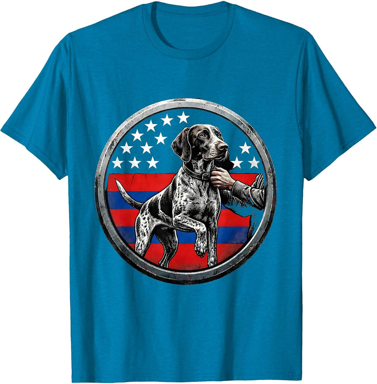 German Shorthaired Pointer Patriotic Dog Lover Shield T-Shirt - Sapphire Blue