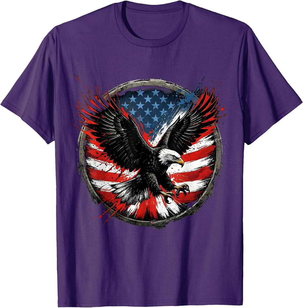 American Flag Dissolving Into Eagle Feathers T-Shirt - Purple