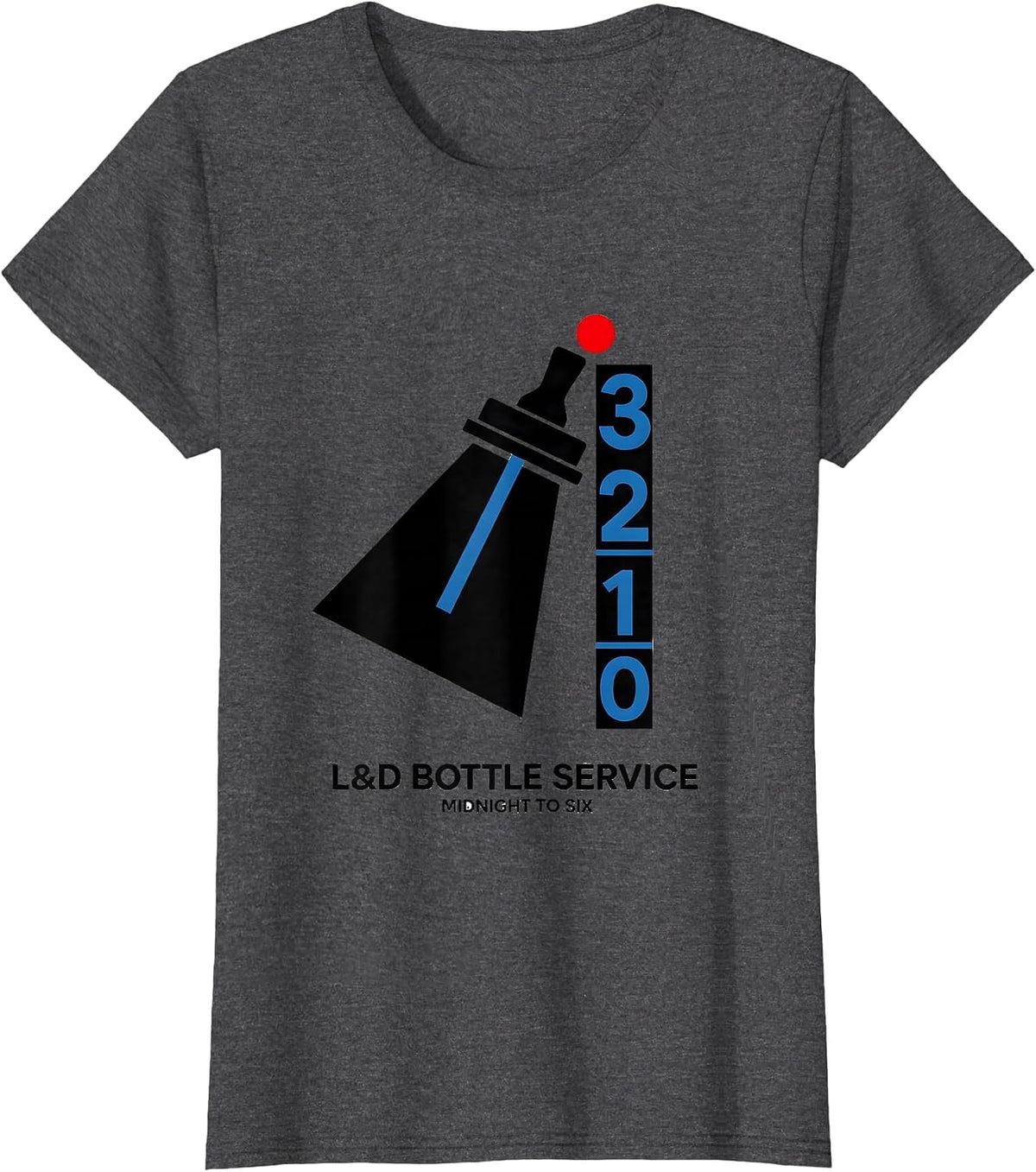 Women's L&D Bottle Service Midnight To Six Funny Nurse New Year Eve T-Shirt - Dark Heather Grey