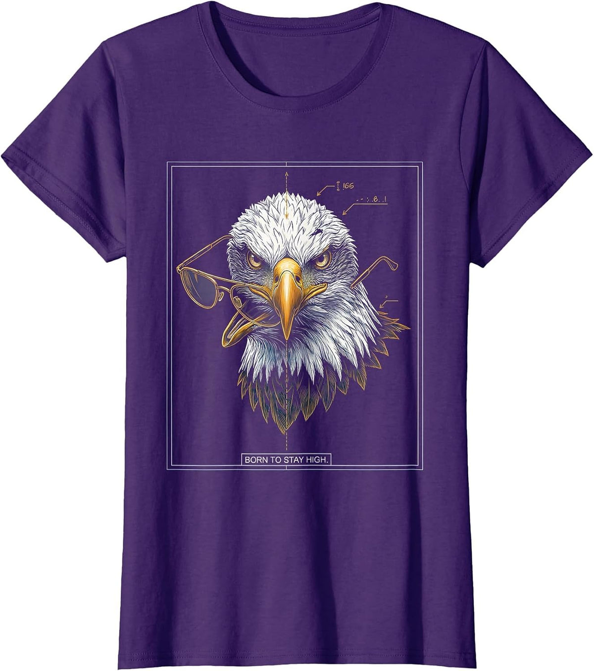 Women's Born To Stay High Technical Blueprint Eagle Pride Kids Teen T-Shirt - Purple