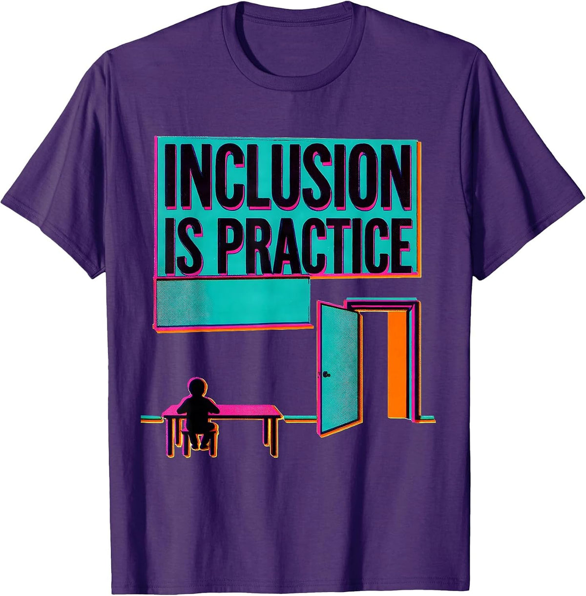Men's Inclusion Is Practice Risograph Special Education Teacher T-Shirt - Purple