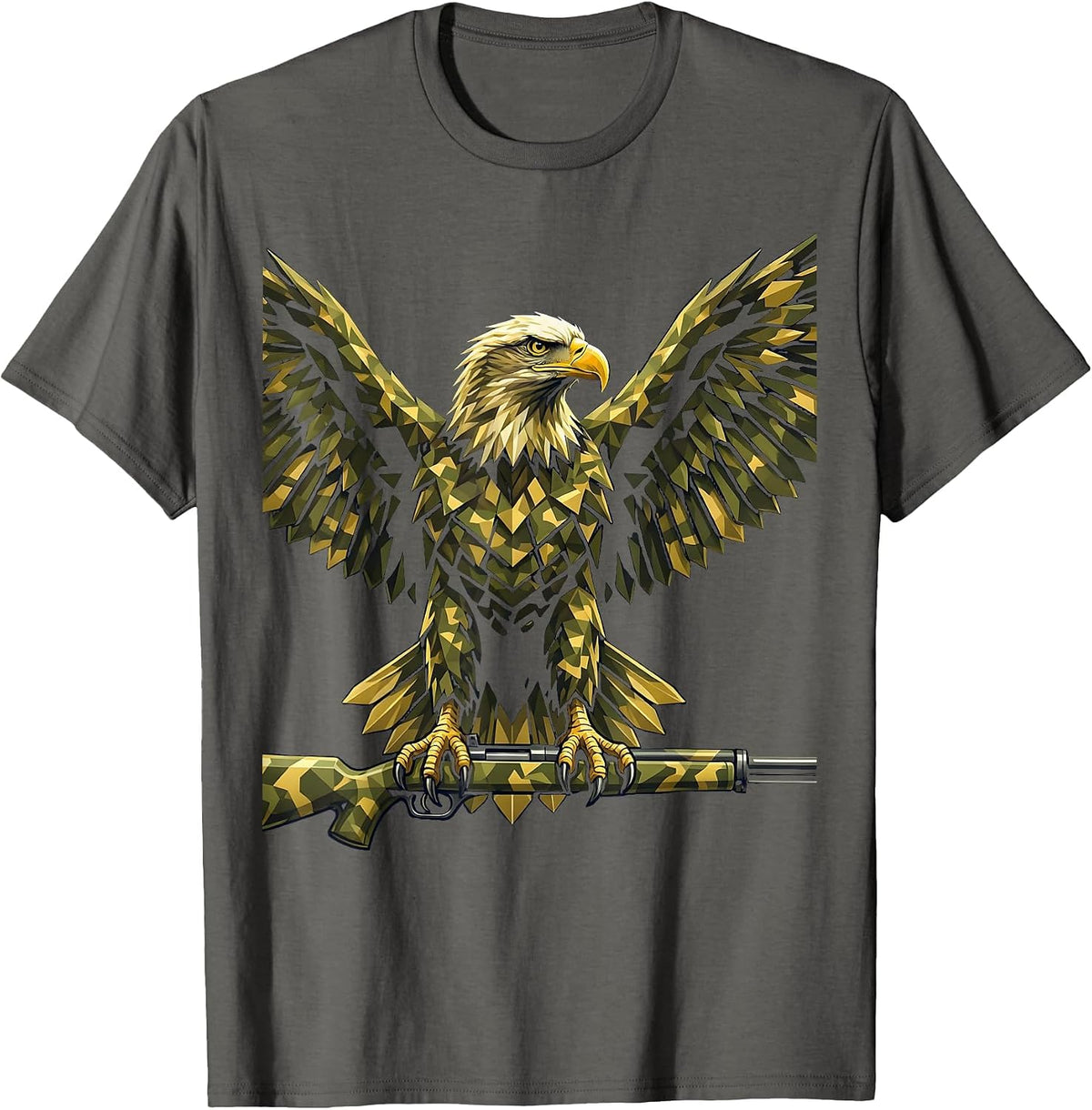 Men's Eagle Camouflage Rifle Barrel Graphic Tee T-Shirt - Asphalt Grey