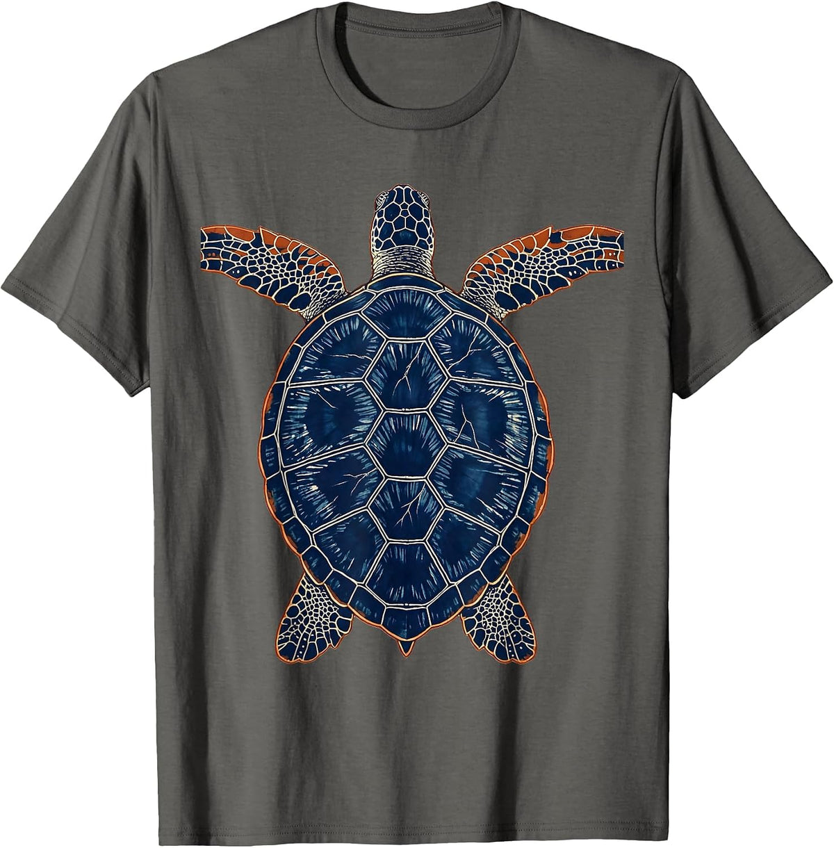 Men's Turtle Pushing Against Current Underwater Art T-Shirt - Asphalt Grey