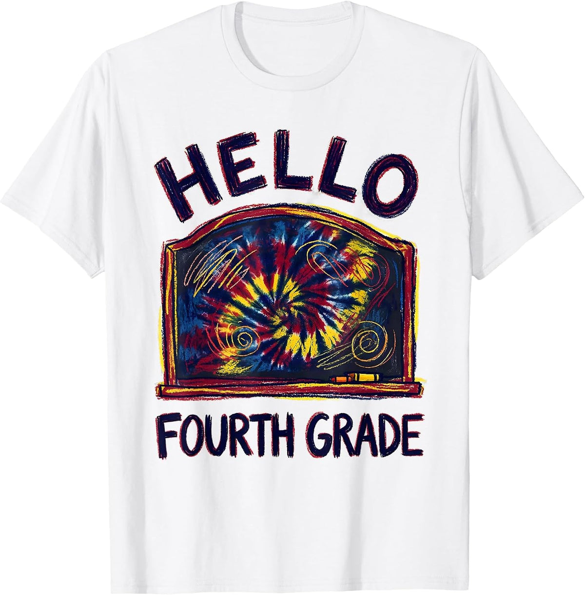 Men's Hello Fourth Grade Naive Kidcore Back To School Grade Level T-Shirt - White