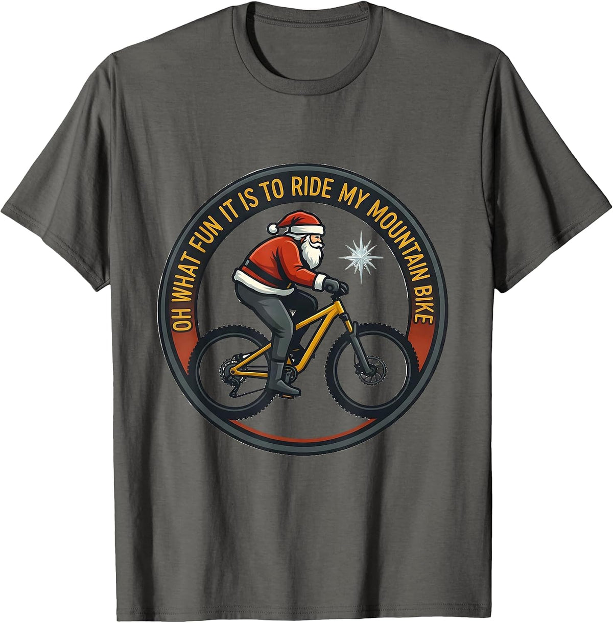 Men's Oh What Fun It Is To Ride My Mountain Bike Biker T-Shirt - Asphalt Grey