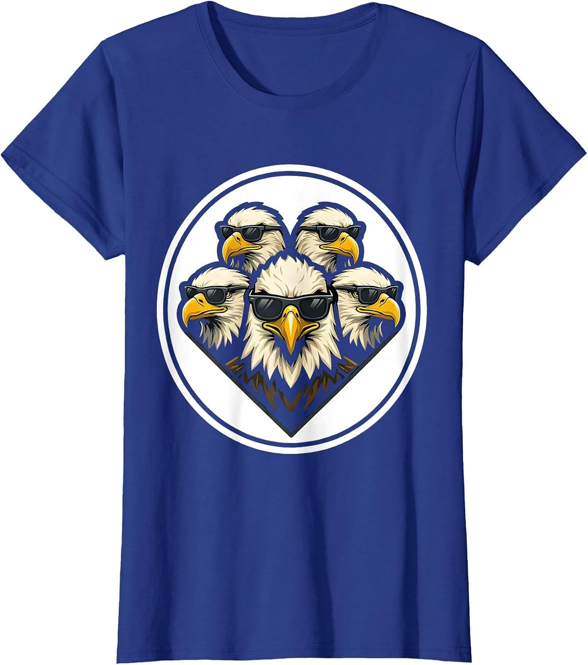 Women's Eagle Sunglasses Mascot Novelty Kids Eagle Lover T-Shirt - Royal Blue