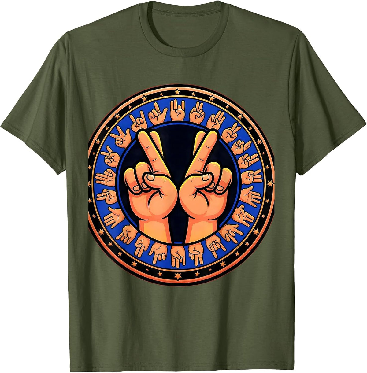 Men's Special Education Teacher Sign Language Graphic T-Shirt - Olive Green
