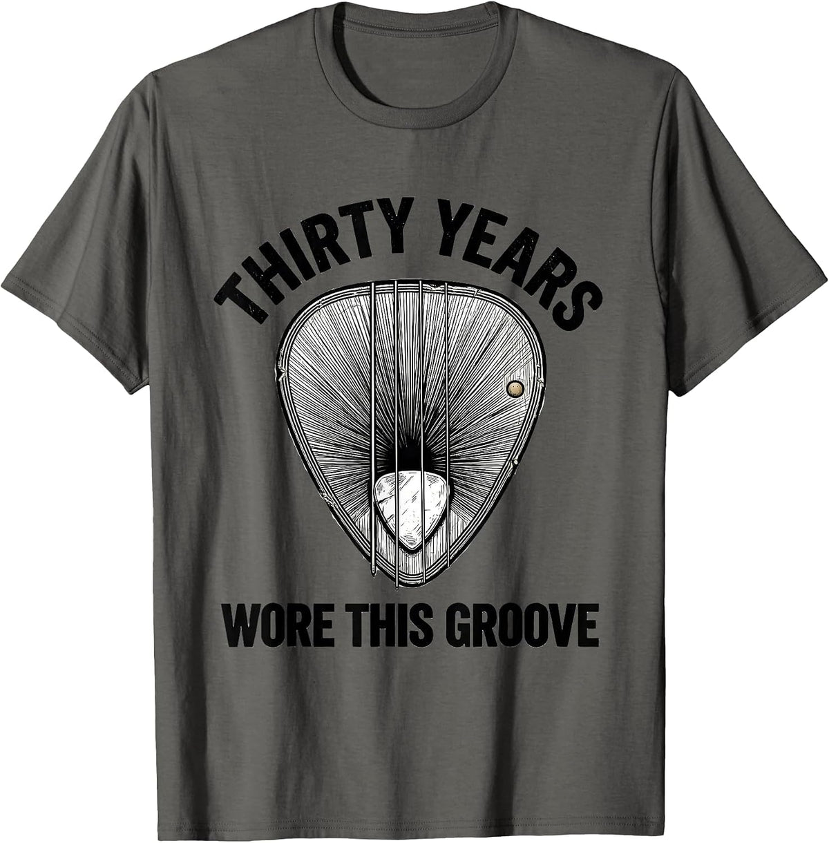 Men's Thirty Years Wore This Groove Funny Guitarist Rock Music T-Shirt - Asphalt Grey