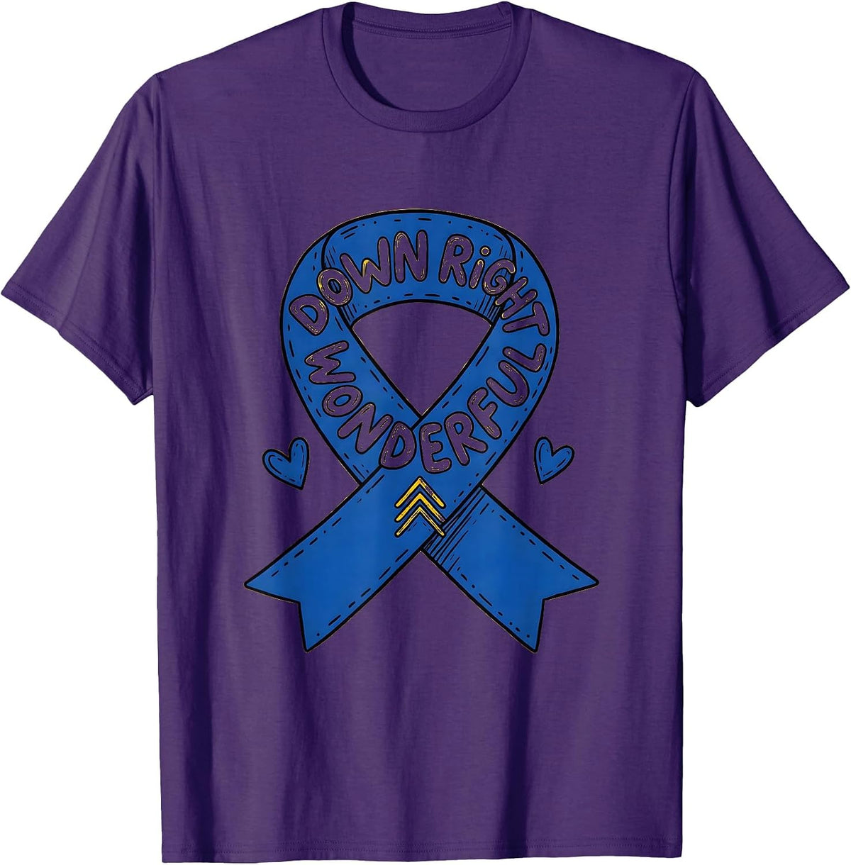 Men's Down Right Wonderful Awareness Ribbon Support Family T-Shirt - Purple