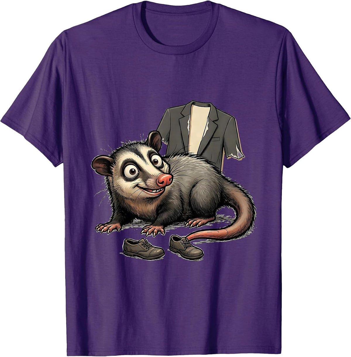 Men's Cartoon Opossum Human Costume Funny Halloween Animal T-Shirt - Purple