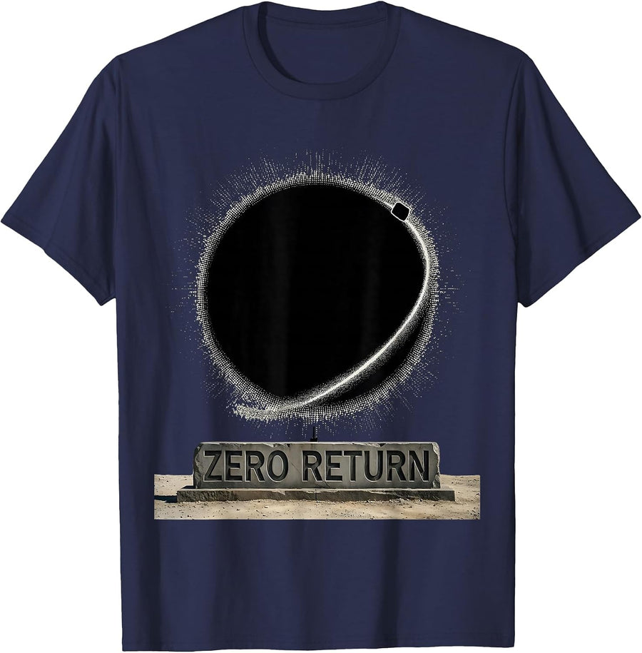 Zero Return Black Hole Physics Astrophysicist Blackwork T-Shirt - Navy Blue