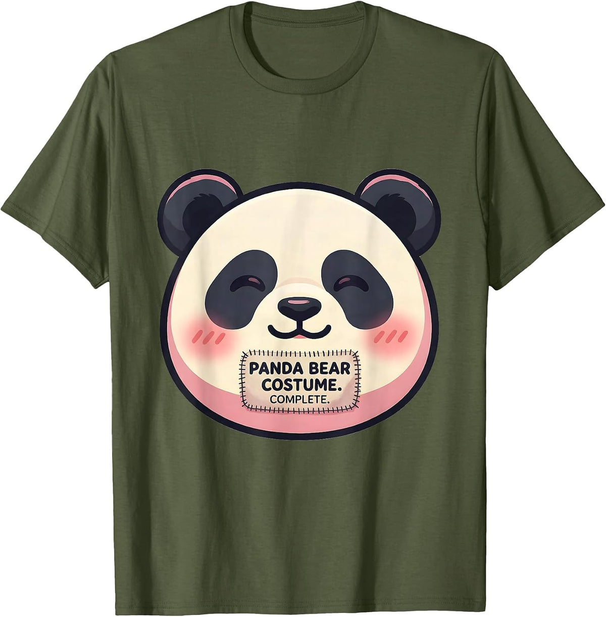 Panda Bear Costume Complete Cute Kawaii Halloween Party T-Shirt - Olive Green