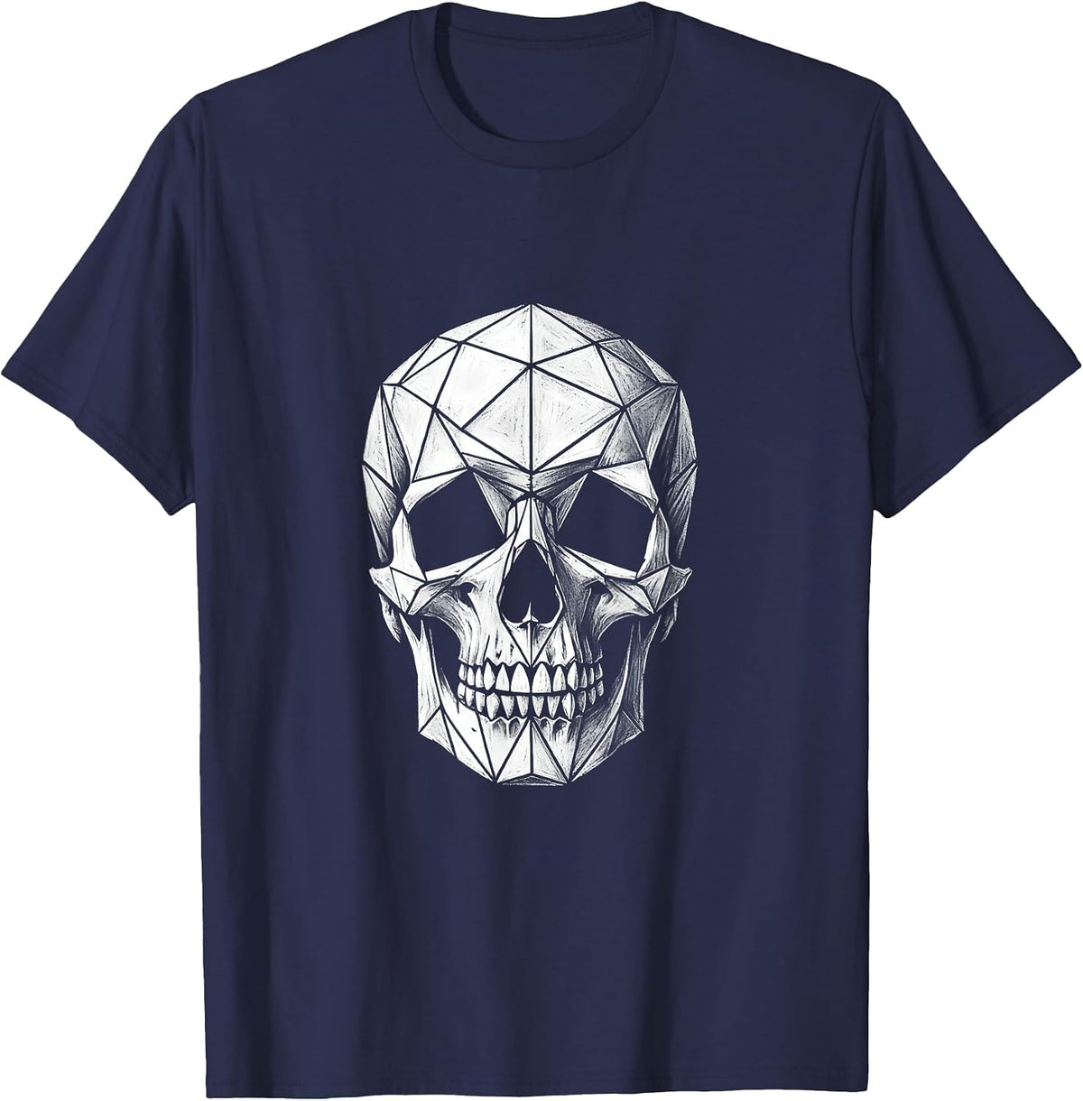 Men's Geometric Skull Math Teacher Triangle Design T-Shirt - Navy Blue