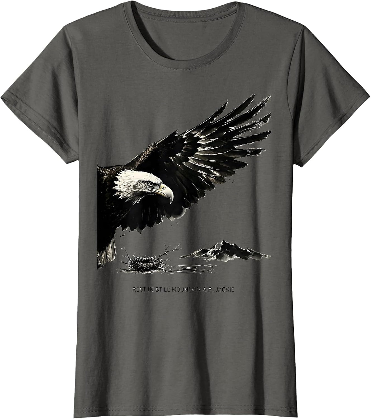 Women's Rest In Still Mountain Air Jackie Vintage Bald Eagle T-Shirt - Asphalt Grey