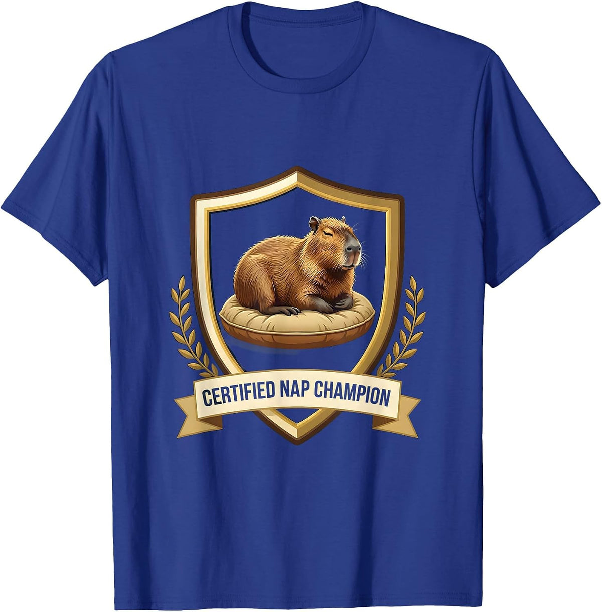 Men's Certified Nap Champion Cute Capybara Sleepy Humor T-Shirt - Royal Blue