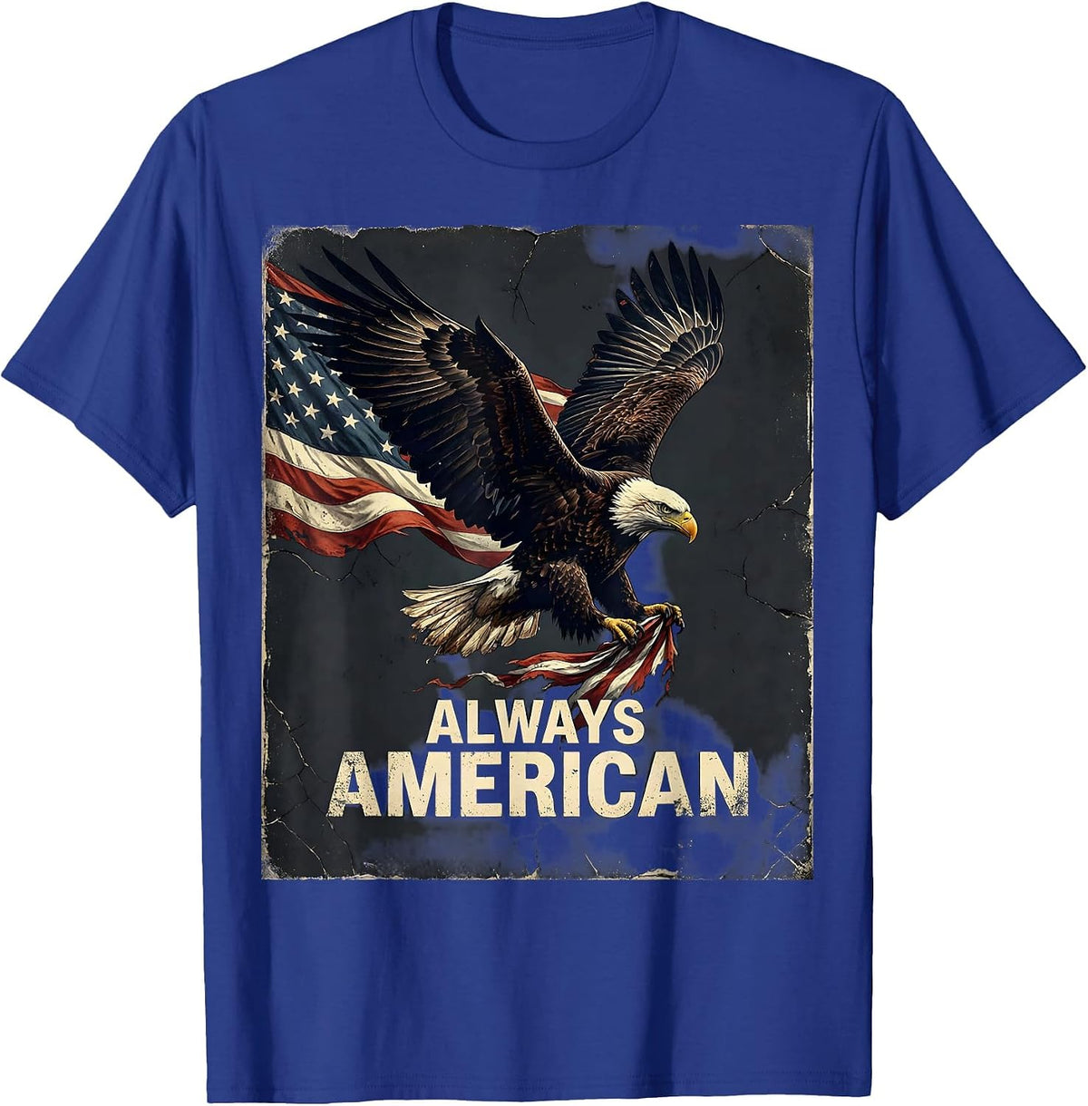 Always American Distressed Patriotic Eagle Flag T-Shirt - Royal Blue