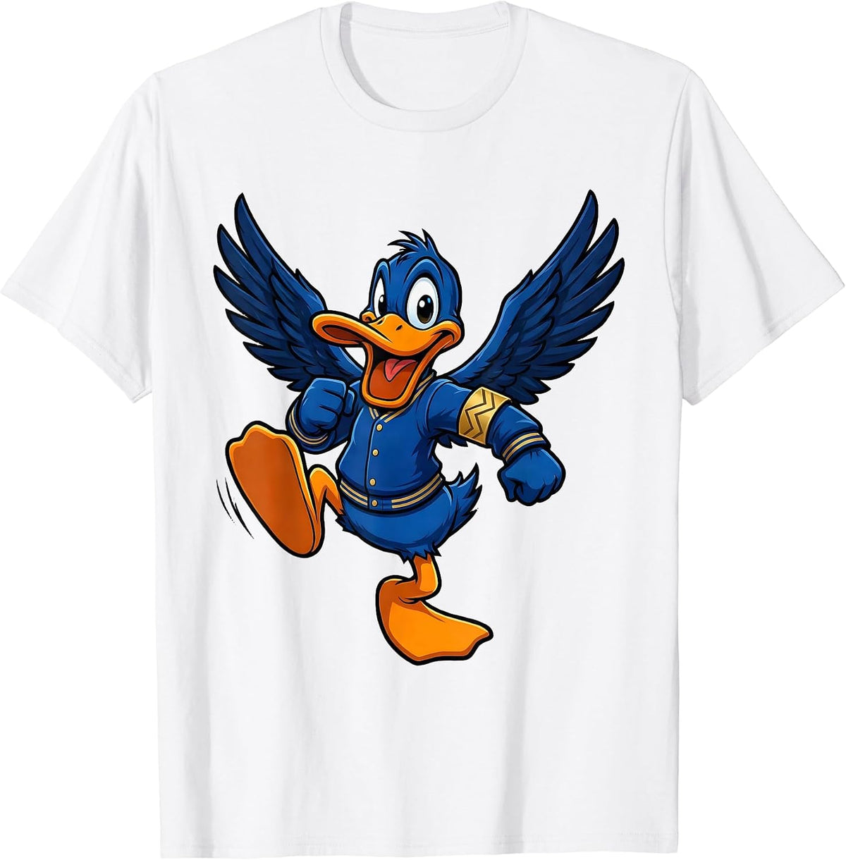 Men's Duck Mascot Sports Humor Casual Novelty Gift T-Shirt - White