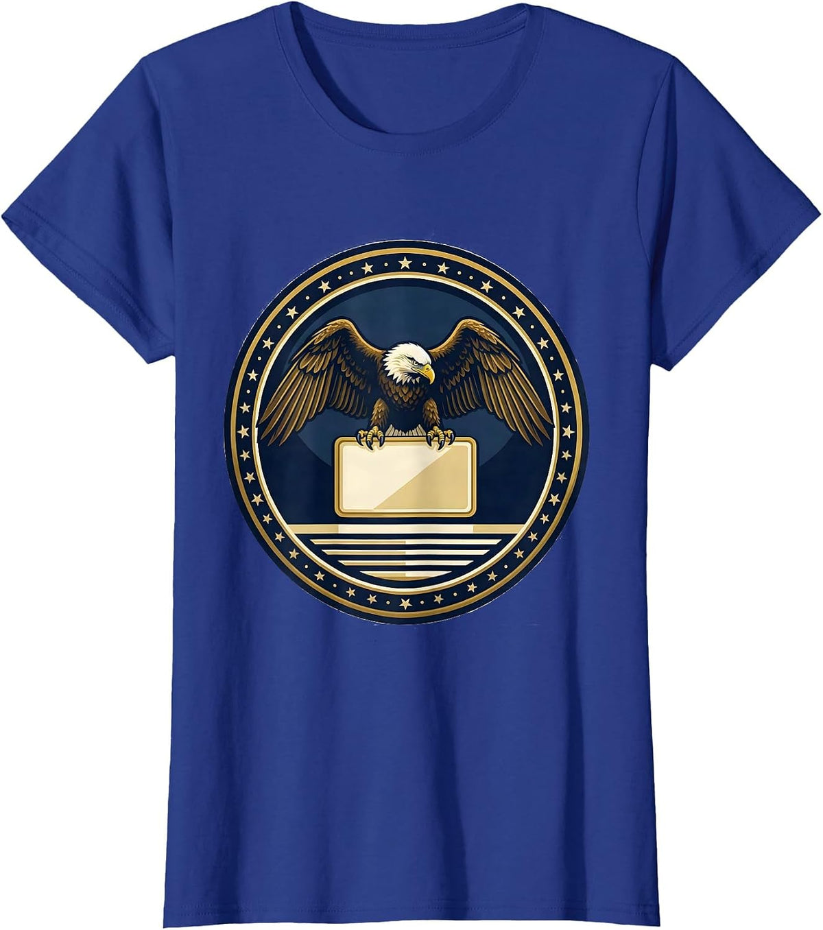 Women's Sealed Eagle Anniversary Badge Patriotic 250th Celebration T-Shirt - Royal Blue