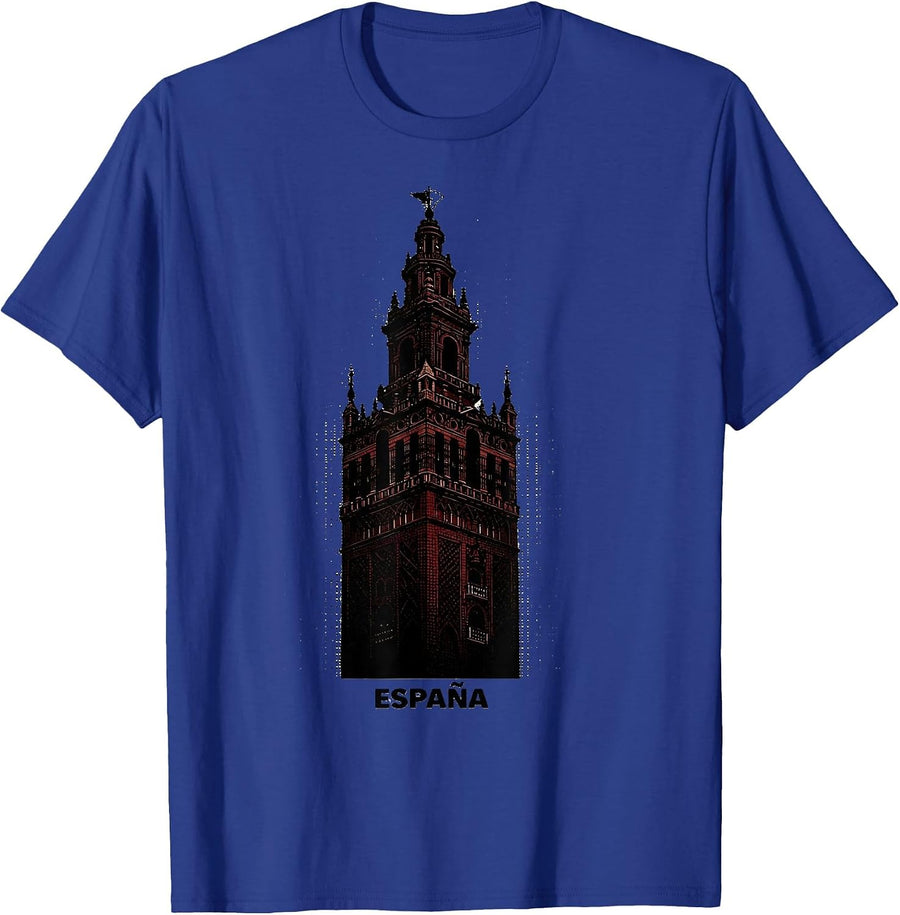 ESPAÑA Blackwork Dotwork Spanish Heritage Souvenir T-Shirt - Royal Blue