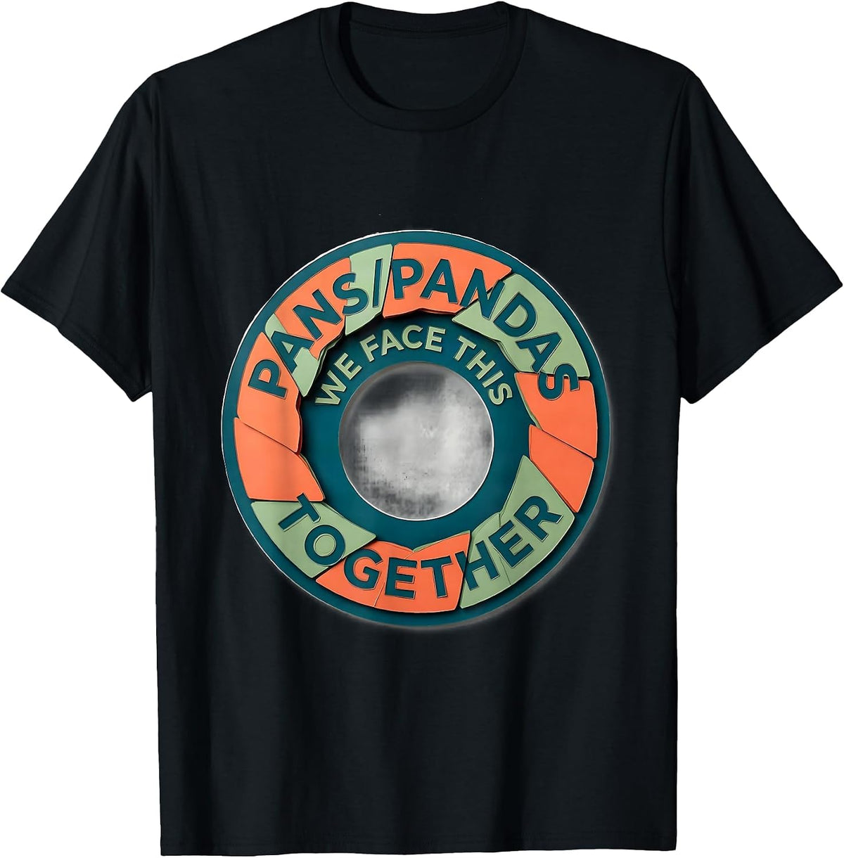 Men's PANS/PANDAS We Face This Together Humor Support Awareness T-Shirt - Black
