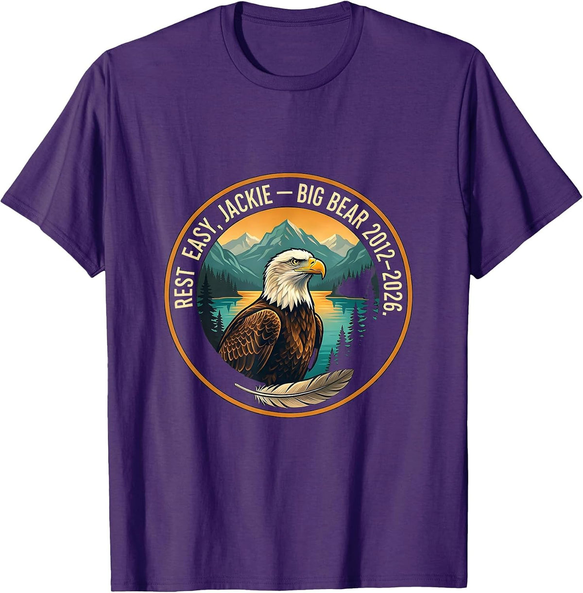 Men's Rest Easy Jackie Big Bear 2012–2026 Eagle Memorial Tribute T-Shirt - Purple