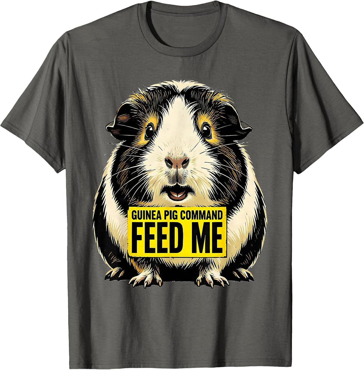 Men's Guinea Pig Command Feed Me Cute Pet Owner Humor T-Shirt - Asphalt Grey