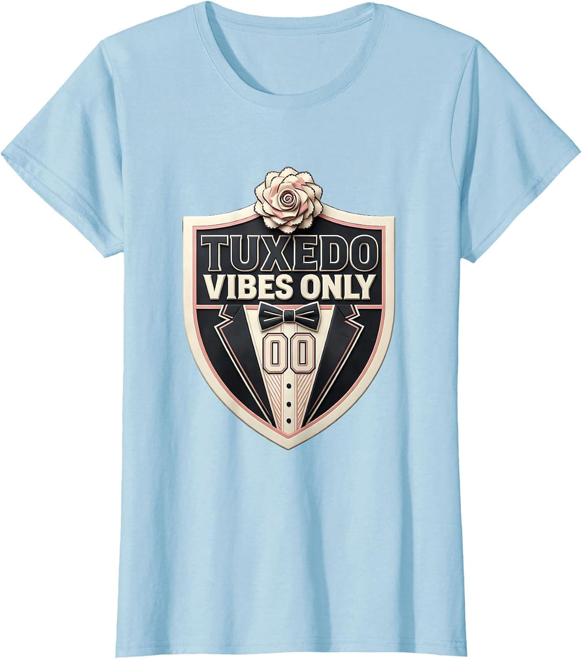 Tuxedo Vibes Only Formal Style Design T-Shirt - Baby Blue