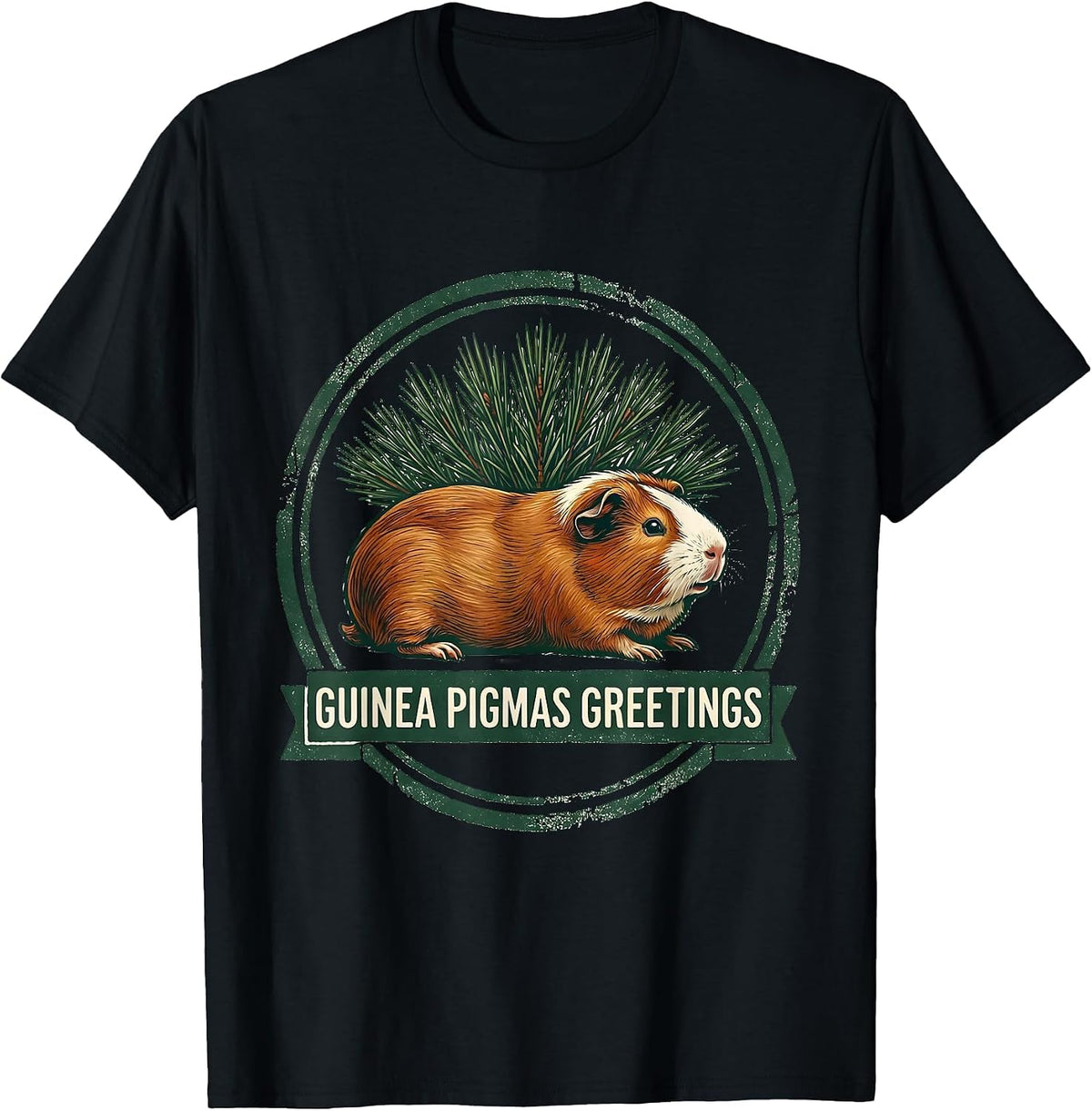 Men's Guinea Pigmas Greetings Rubber Stamp Funny Guinea Pig T-Shirt - Black