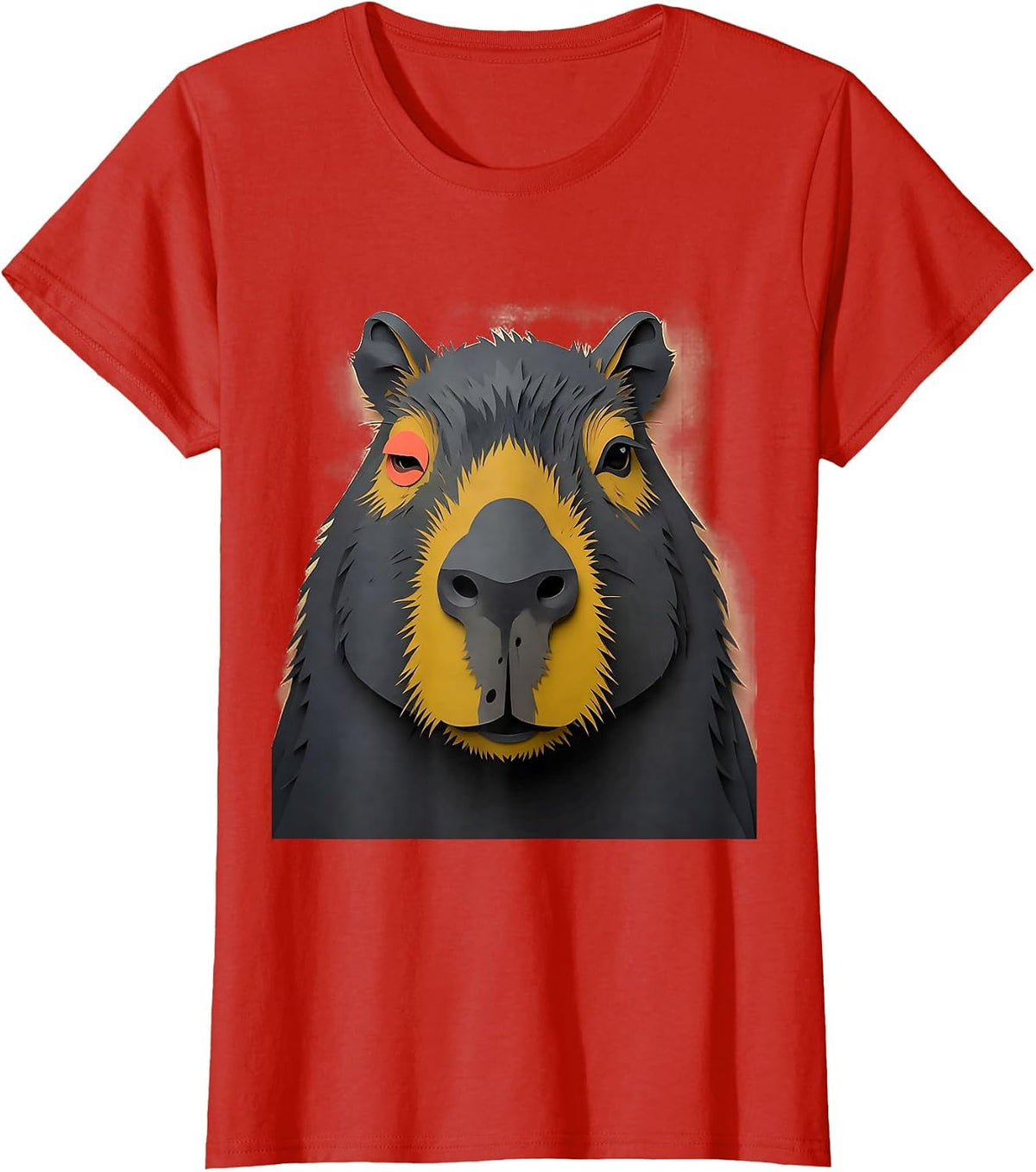 Capybara Paper Cutout Funny Gamer Meme Humor T-Shirt - Red