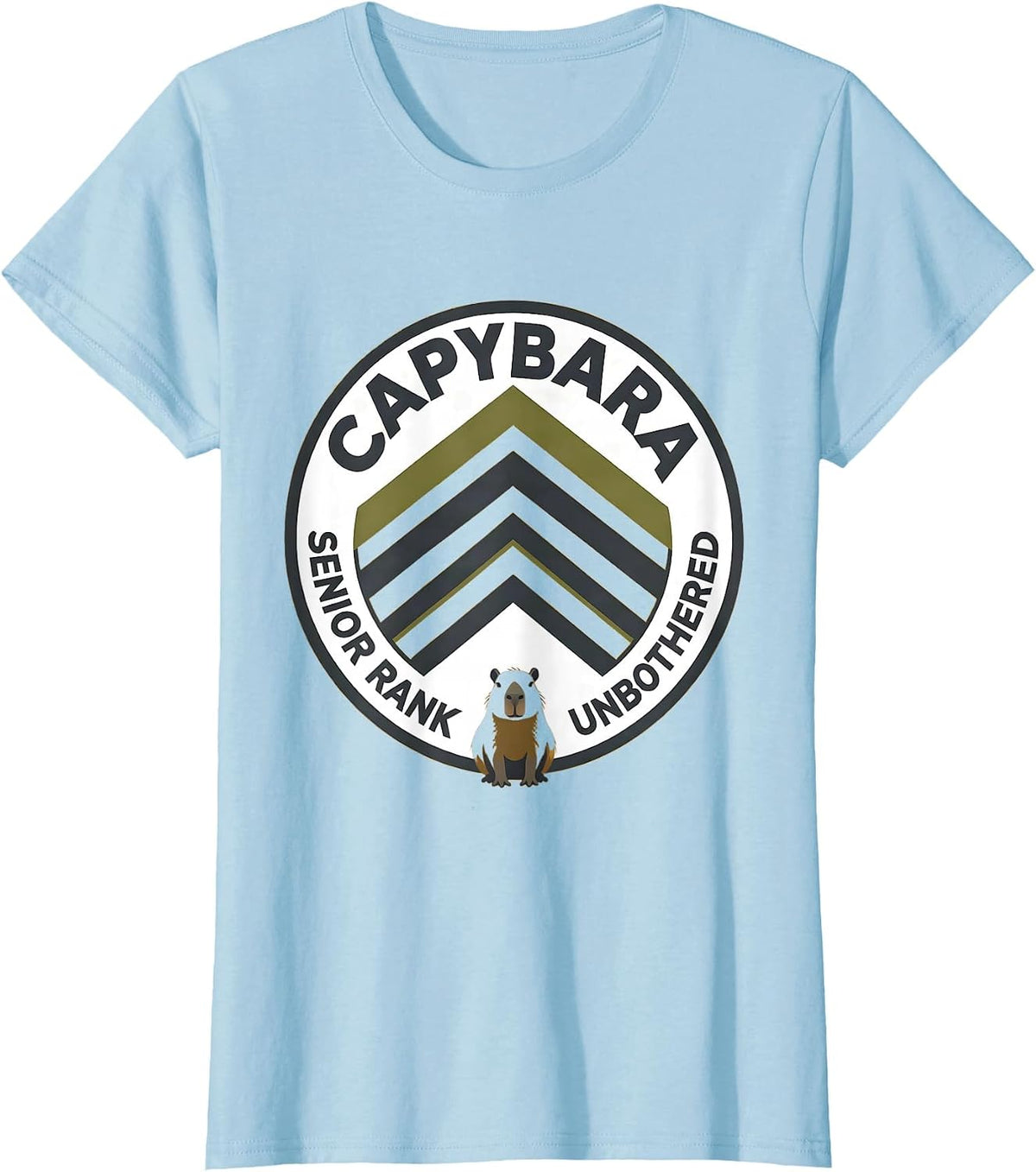 Capybara — Senior Rank, Unbothered Funny Animal Meme Humor T-Shirt - Baby Blue
