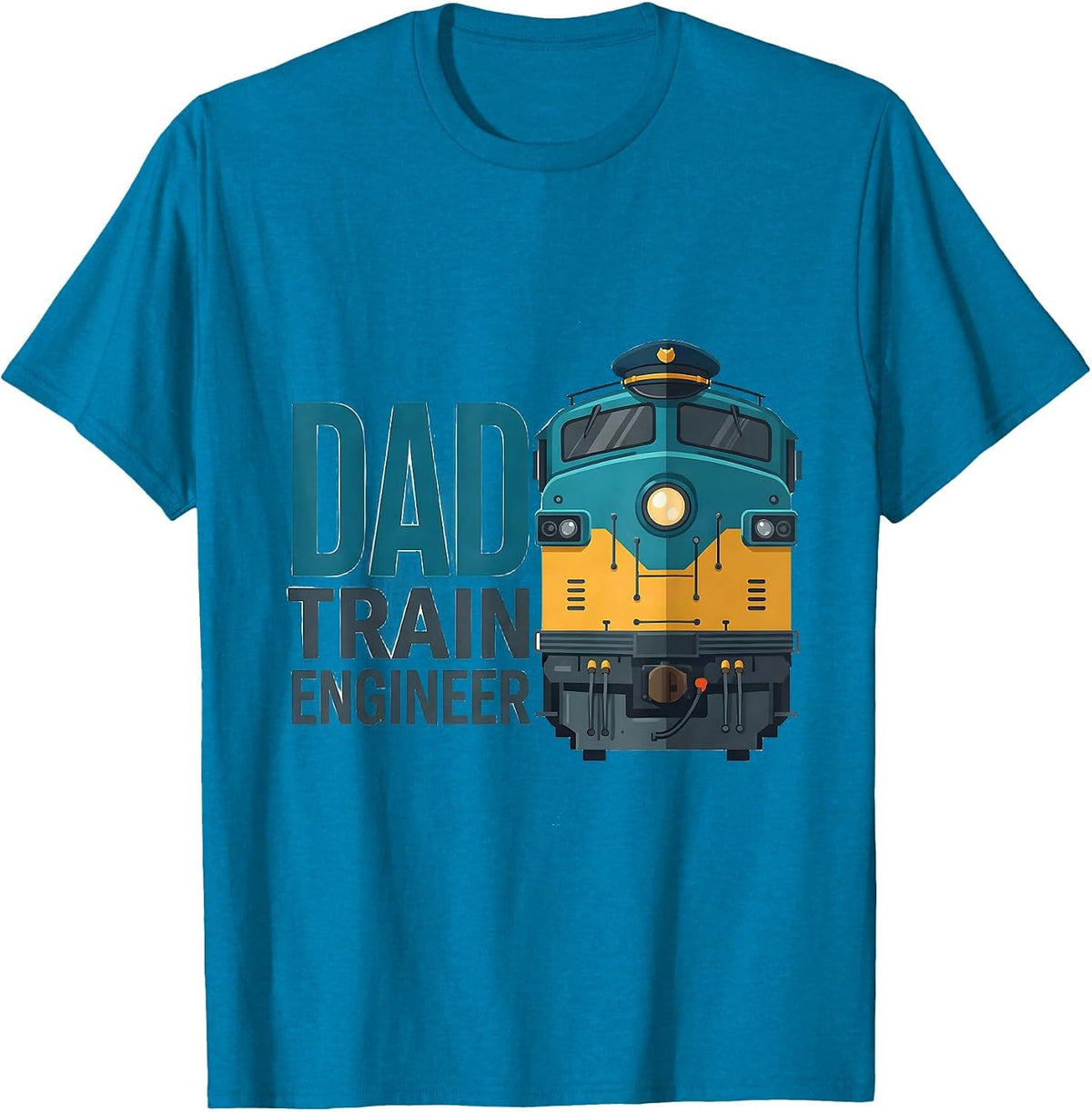 Dad - Train Engineer Matching Family Birthday Party Train T-Shirt - Sapphire Blue
