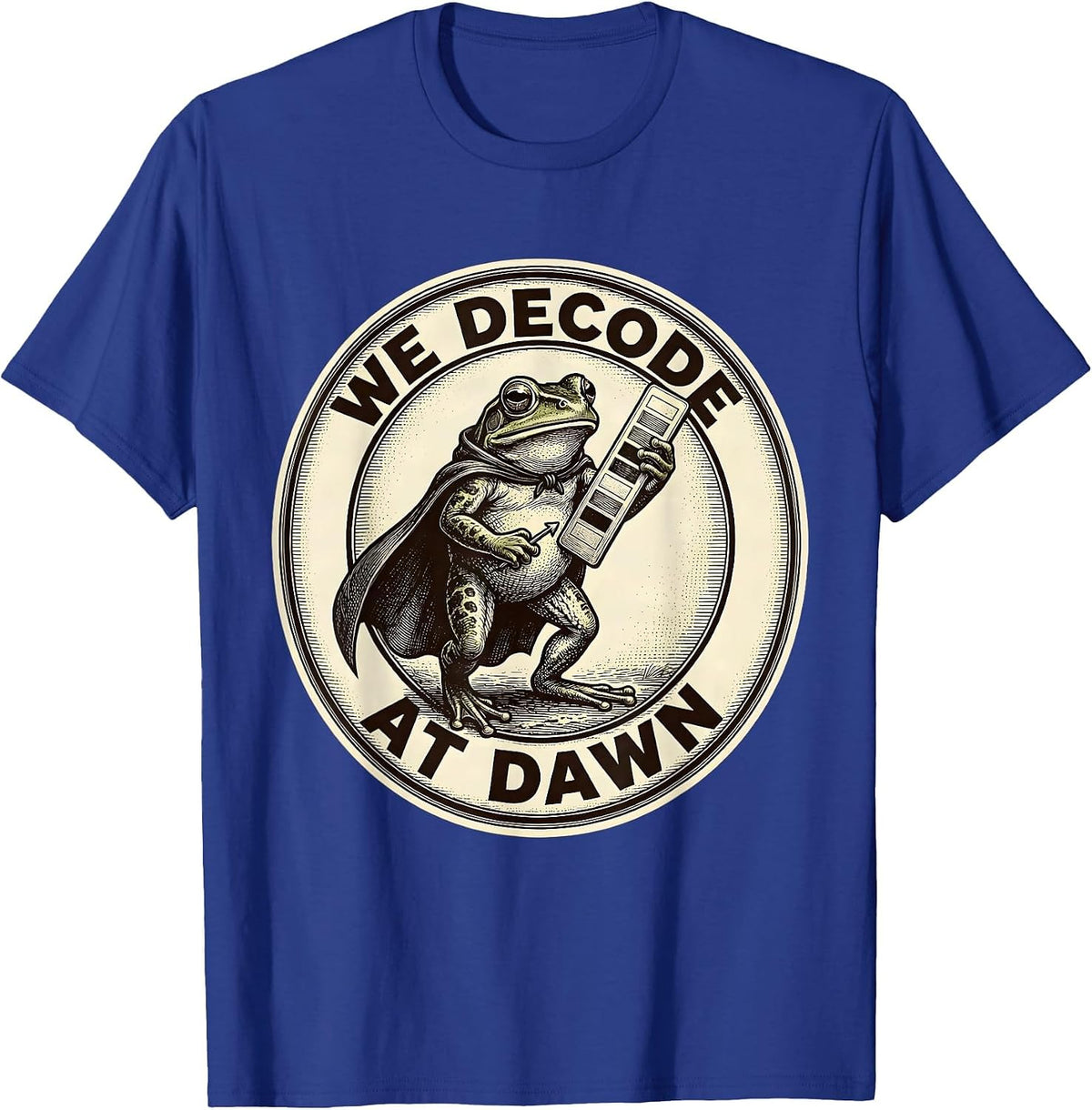 Men's We Decode At Dawn Funny Frog Teacher Back to School T-Shirt - Royal Blue