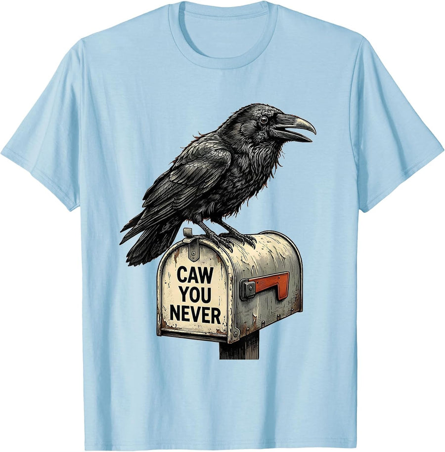 Men's CAW YOU NEVER Funny Crow Meme Bird Lover Humor T-Shirt - Baby Blue