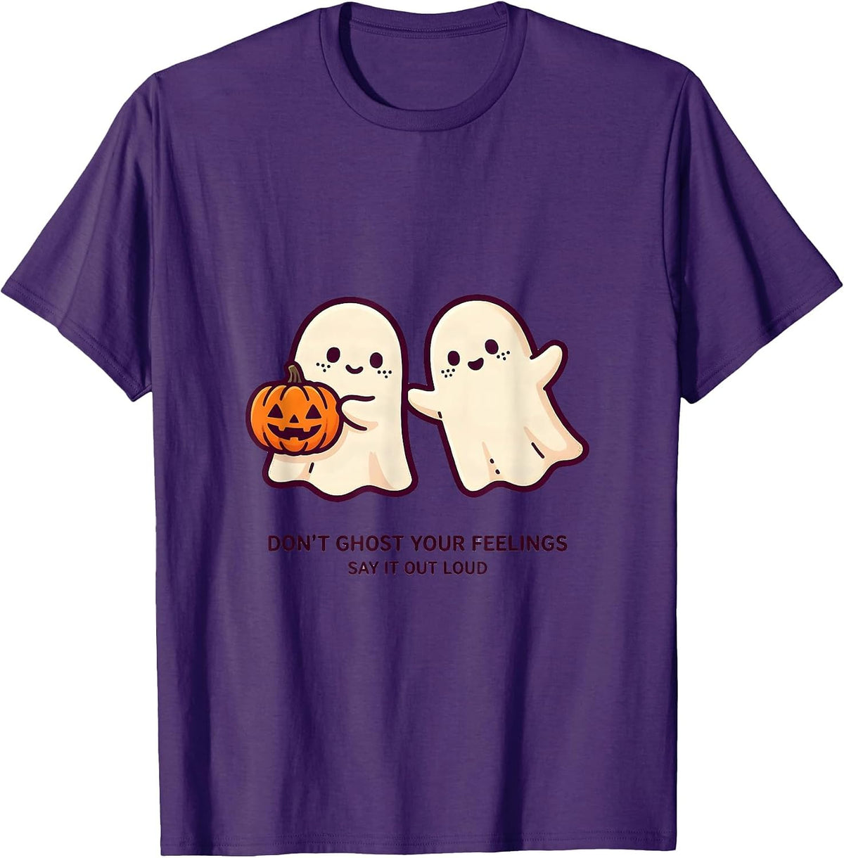 Men's Don't Ghost Your Feelings—Say It Out Loud Cute Kawaii T-Shirt - Purple
