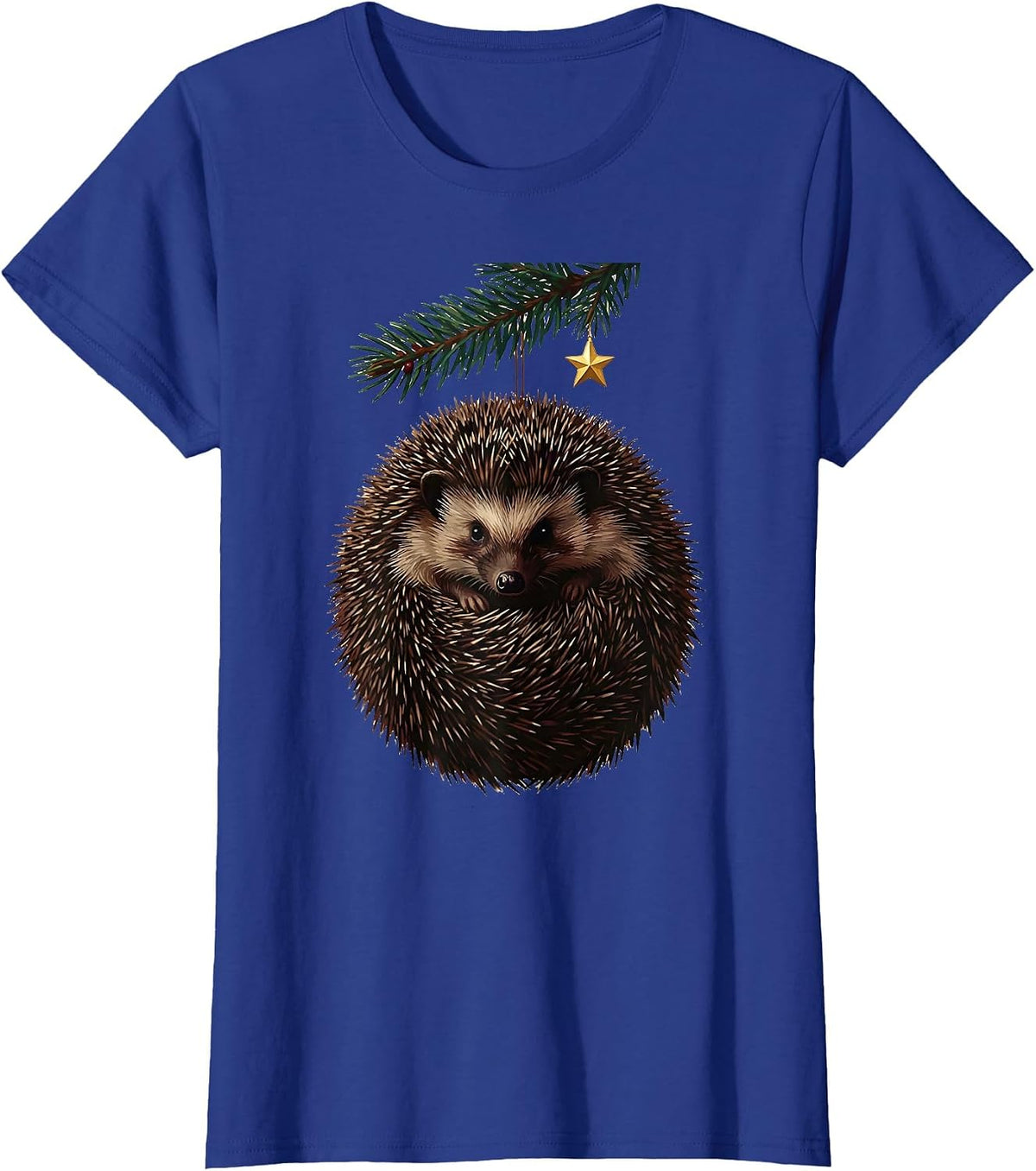Women's Curled Hedgehog Ornament Cute Christmas Hedgehog Lover Gift T-Shirt - Royal Blue