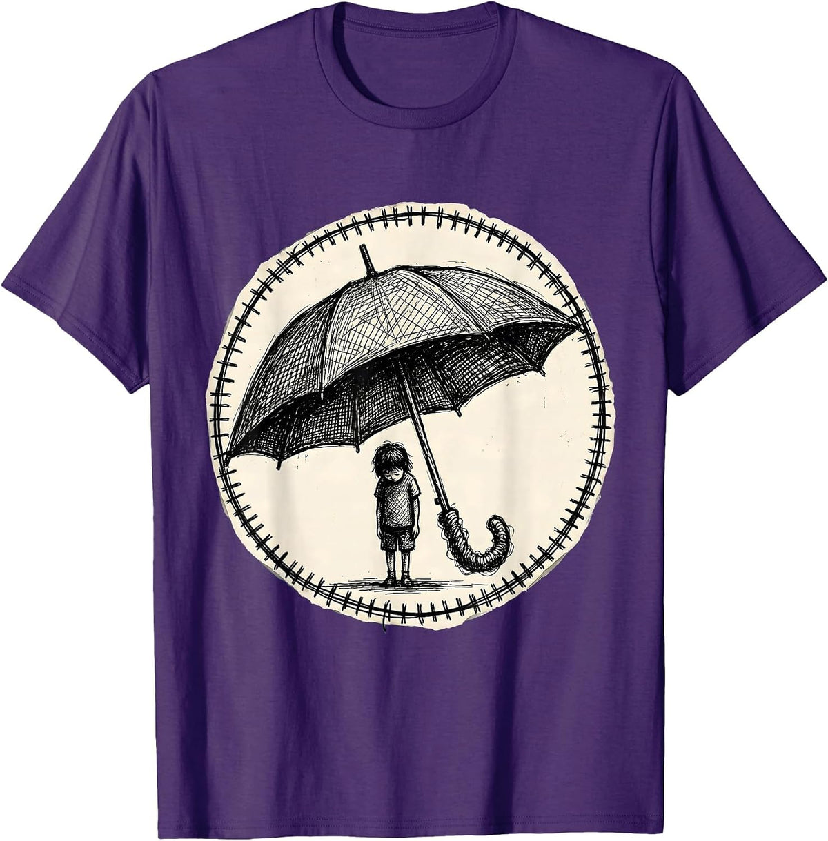 Men's Anti Bullying Umbrella Shield Graphic Design T-Shirt - Purple