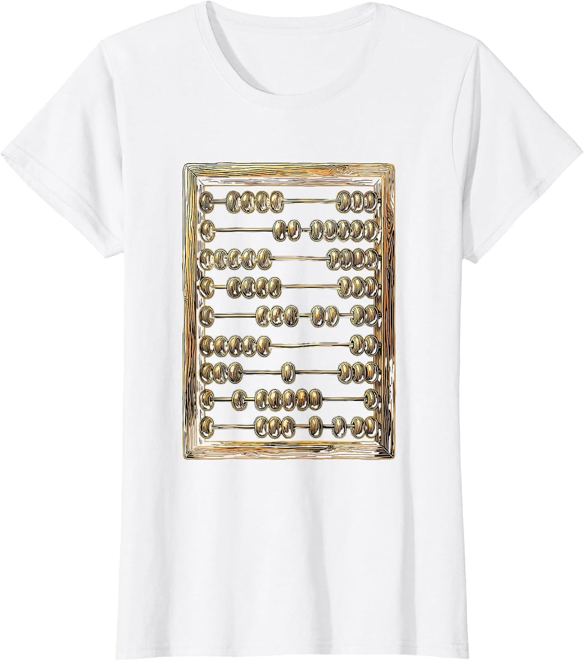 Women's Abacus Glowing Golden Beads Math Teacher Gift T-Shirt - White