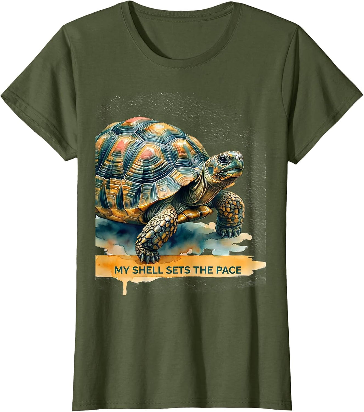 My Shell Sets The Pace Funny Tortoise Lover Pet Owner Gift T-Shirt - Olive Green