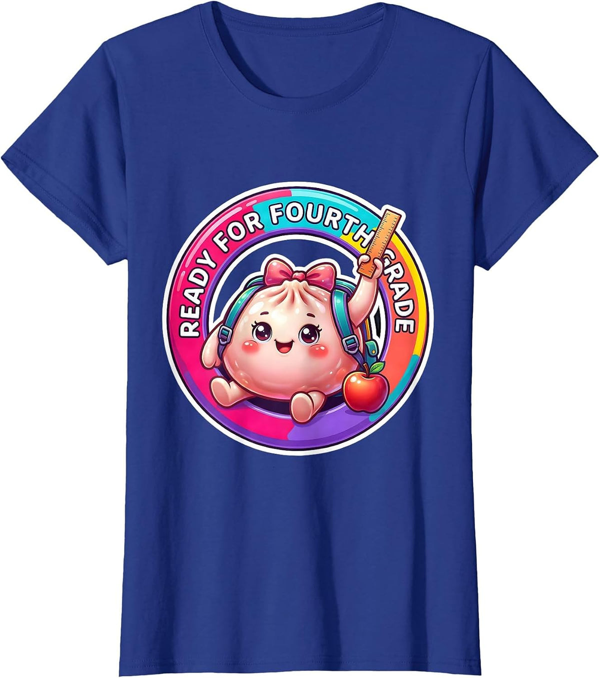 Women's Ready For Fourth Grade Cute Dumpling Girl First Day T-Shirt - Royal Blue