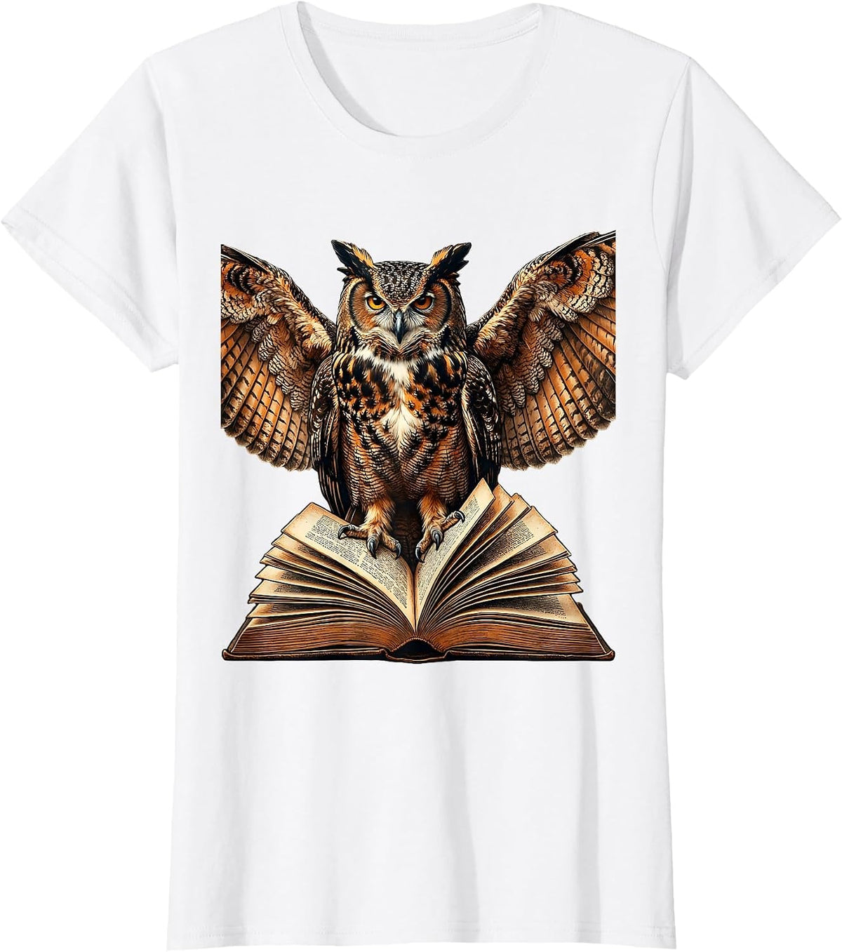 Women's Owl on Open Textbook College Graphic T-Shirt - White