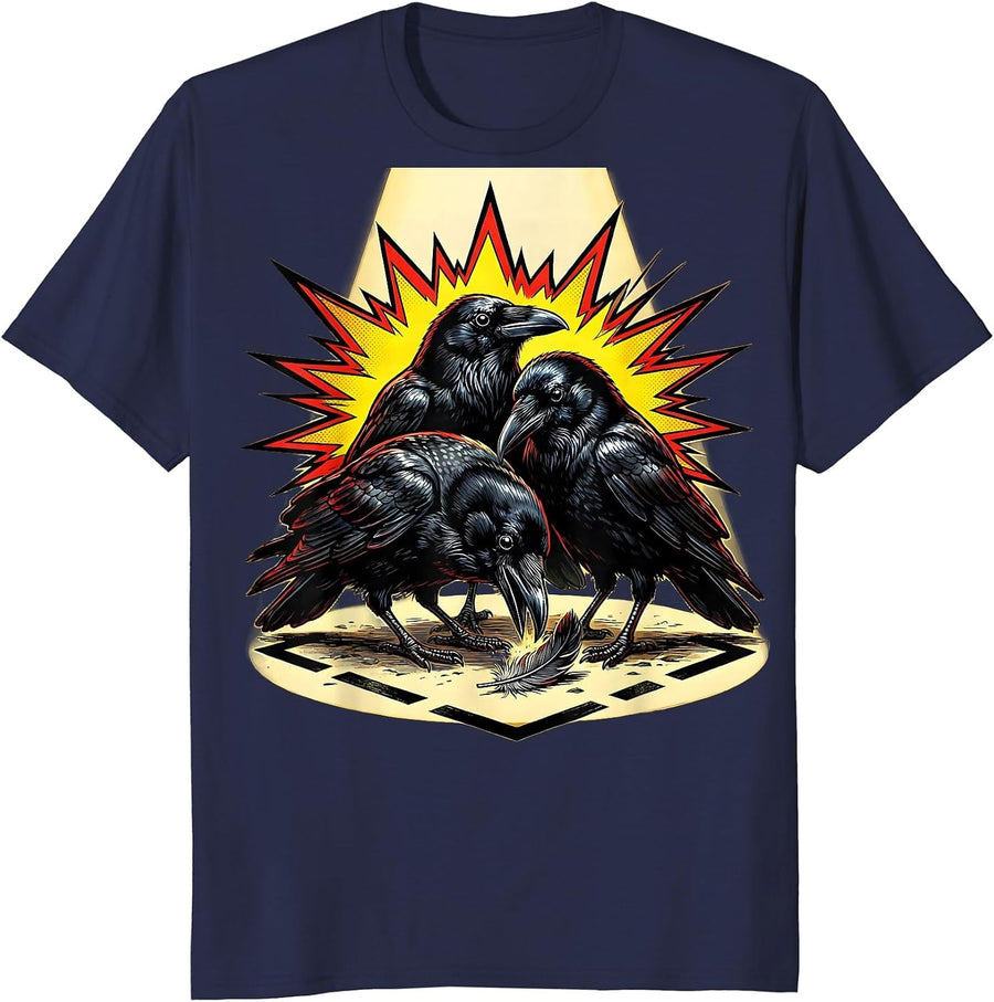 Crow Murder Dark Humor Gothic Bird Lover Halloween T-Shirt - Navy Blue