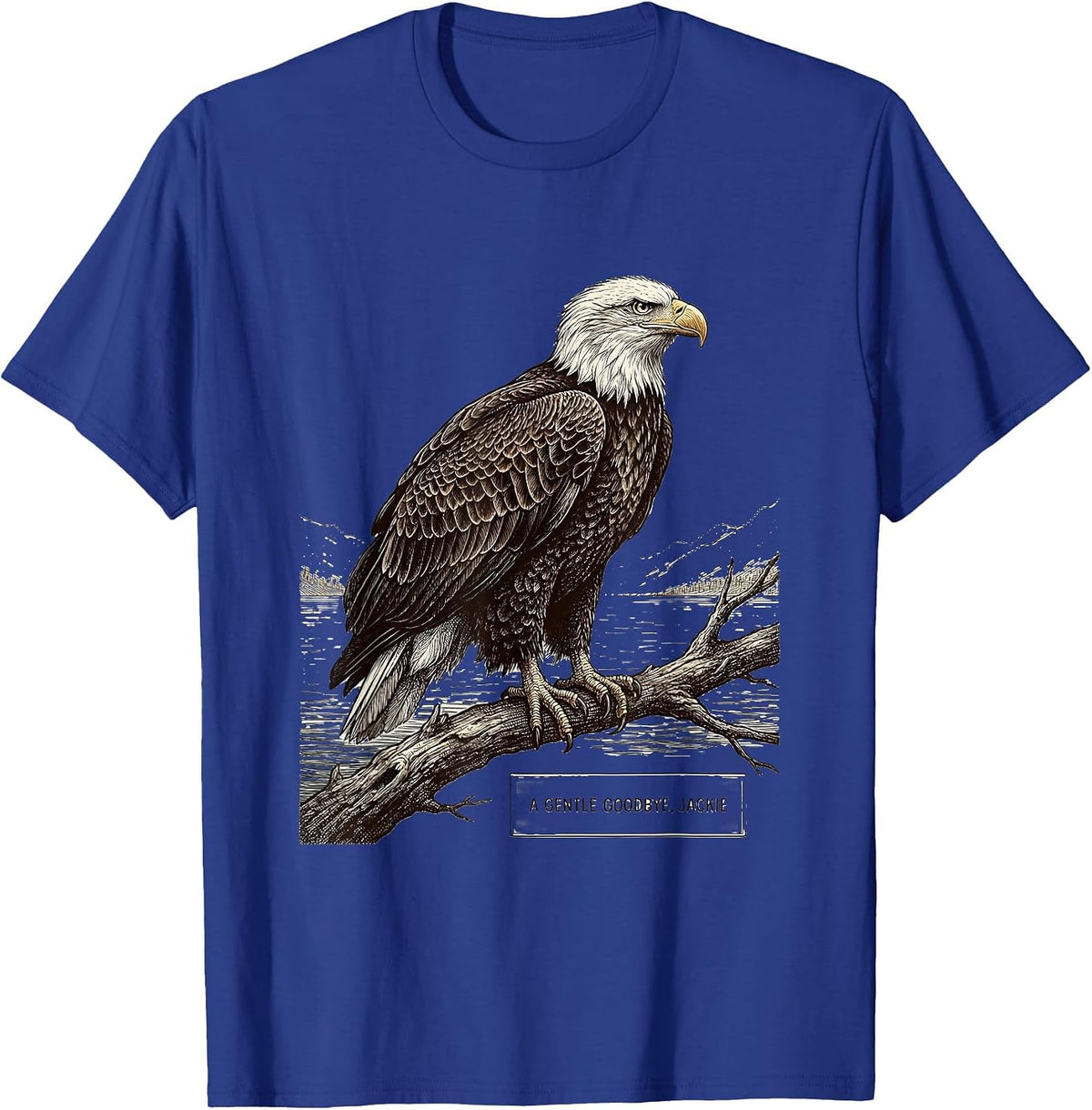 A Gentle Goodbye Jackie Vintage Eagle Memorial Tribute T-Shirt - Royal Blue